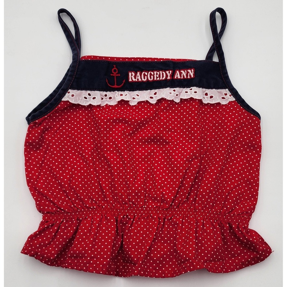 Classic Raggedy Ann & Andy Girls Tank‎ Top 2T Red White Polka Dot Anchor Vintage